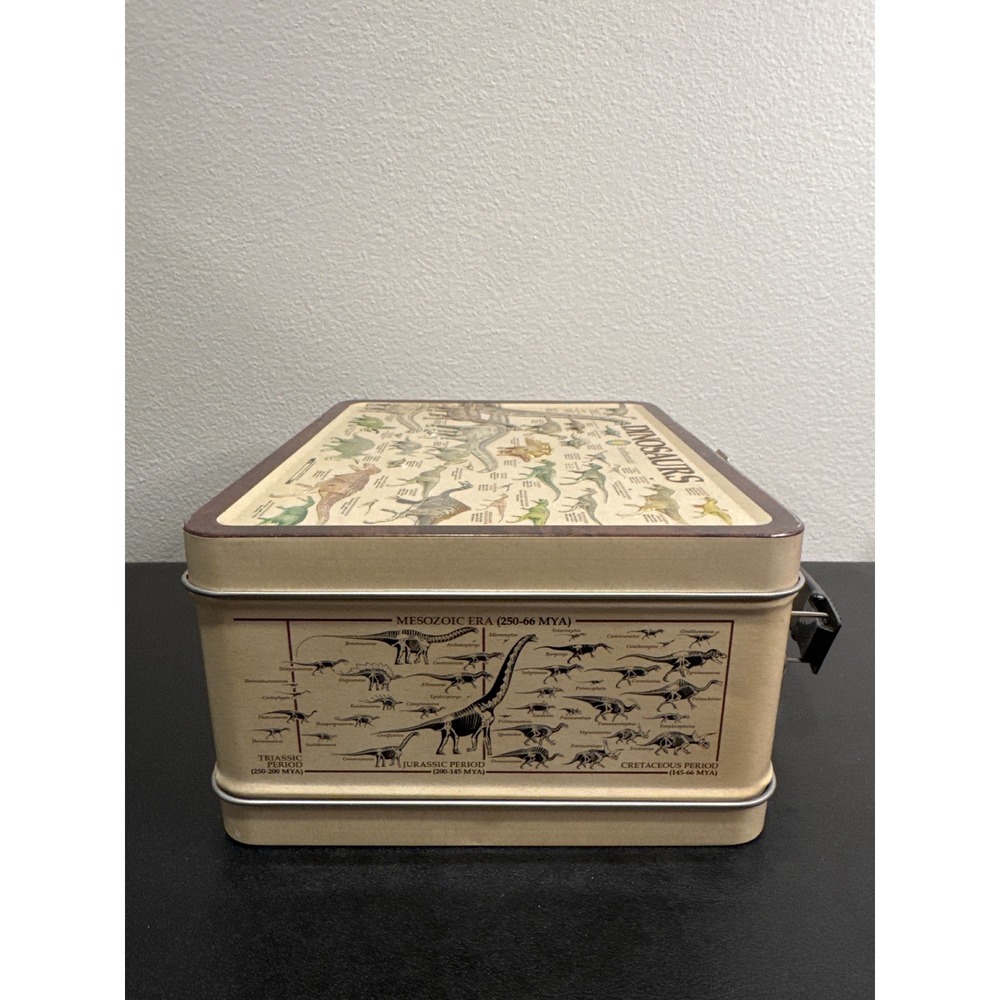 Smithsonian Dinosaurs Metal Lunch Box Tin Aquarius 48-183 Tan Mesozoic Era - Picture 4 of 11